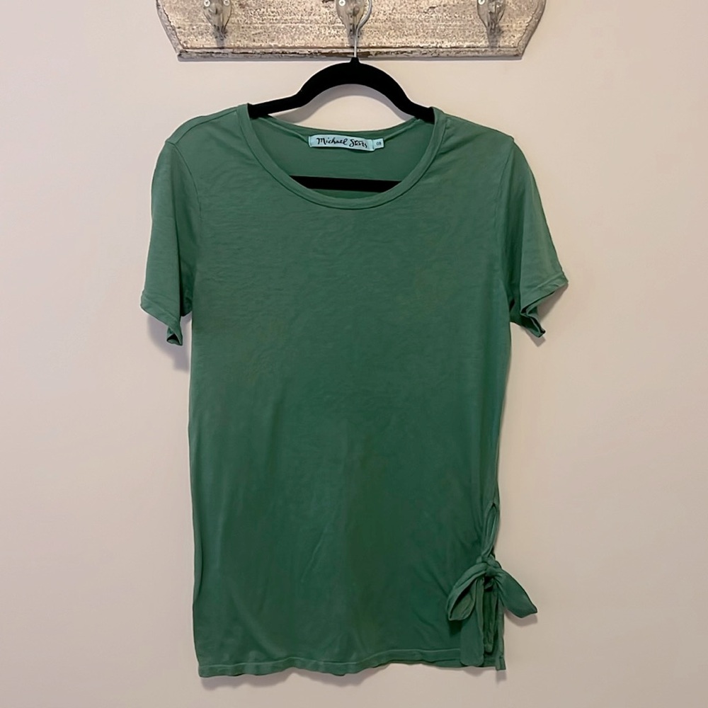Michael Stars Green Top with Side Tie (One Size)